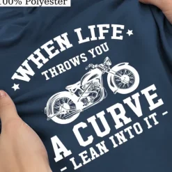 OUKU When Life Throws You A Curve -Lean Into It- Daily Letter Quotes & Sayings Motorcycle Athleisure Henley Street Style Men'S 3d Print T Shirt Tee Casual Red Blue Green Summer Spring Apparel S - 3XL