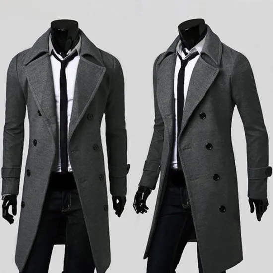 New OUKU Winter Coat Overcoat Peacoat Trench Coat Business Casual Fall Winter 95% polyester 5% cotton Outerwear Clothing Apparel Notch lapel collar