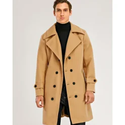 New OUKU Winter Coat Overcoat Peacoat Trench Coat Business Casual Fall Winter 95% polyester 5% cotton Outerwear Clothing Apparel Notch lapel collar