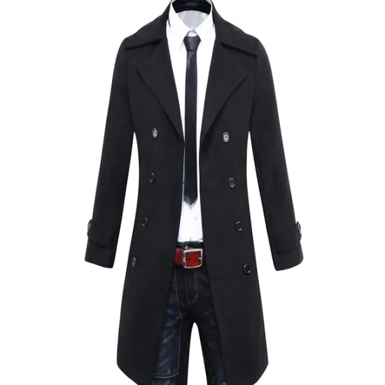 New OUKU Winter Coat Overcoat Peacoat Trench Coat Business Casual Fall Winter 95% polyester 5% cotton Outerwear Clothing Apparel Notch lapel collar