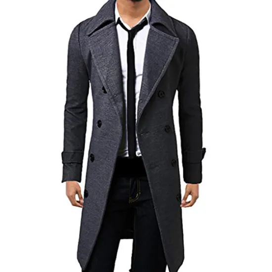 New OUKU Winter Coat Overcoat Peacoat Trench Coat Business Casual Fall Winter 95% polyester 5% cotton Outerwear Clothing Apparel Notch lapel collar