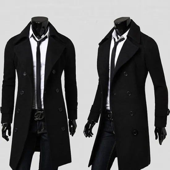 New OUKU Winter Coat Overcoat Peacoat Trench Coat Business Casual Fall Winter 95% polyester 5% cotton Outerwear Clothing Apparel Notch lapel collar